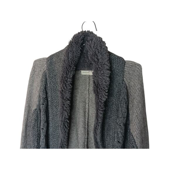 Anthropologie Sleeping On Snow Gray Cardigan Sweater Coat L Sherpa Lined - Picture 5 of 16